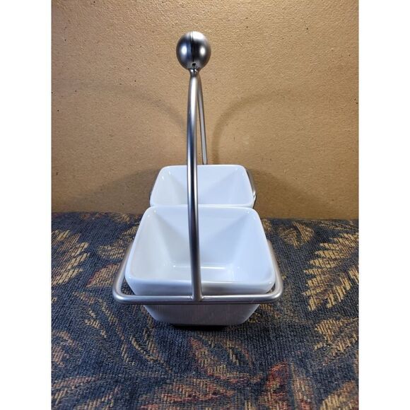 Pampered Chef Small Caddy with Two Simple Addition White Bowls - Picture 2 of 9